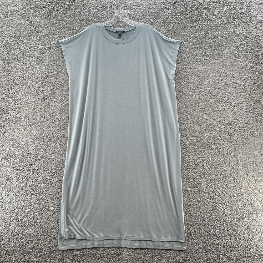 Eileen Fisher Dress Womens 1X Light Blue Green Maxi Cap Sleeve Jersey Lounge